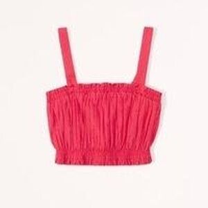 NWT Abercrombie & fitch ruched linen cropped blouse size large